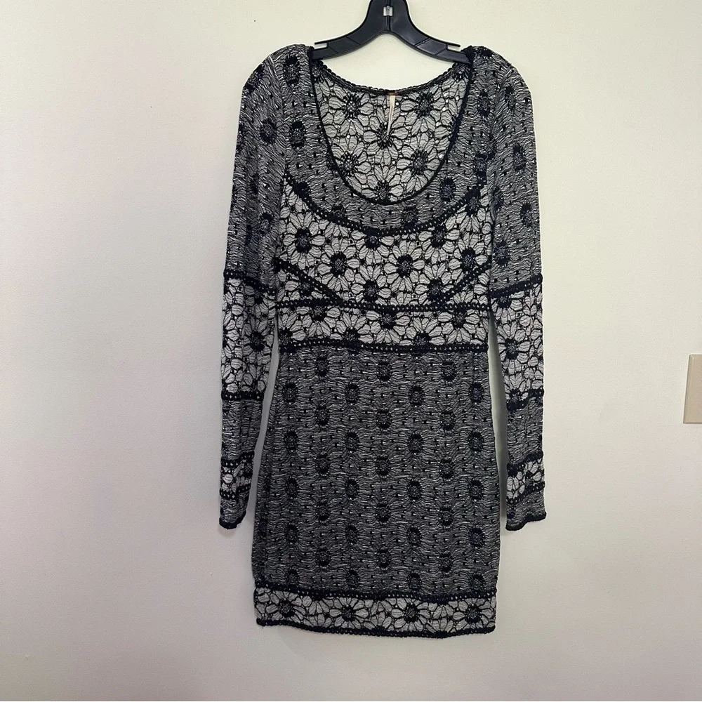Free People Botanical Forest Knit Lace Long-Sleeve Bodycon Dress Size Medium‎ M